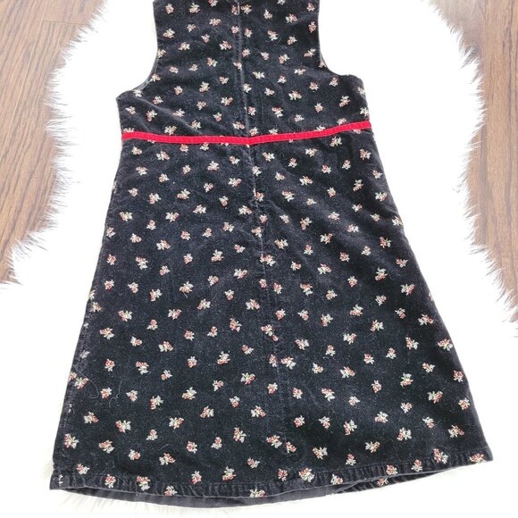 The Childrens Place Girl Kid Black Velvet Floral Embroidered A-Line Shift Dress - Picture 8 of 9